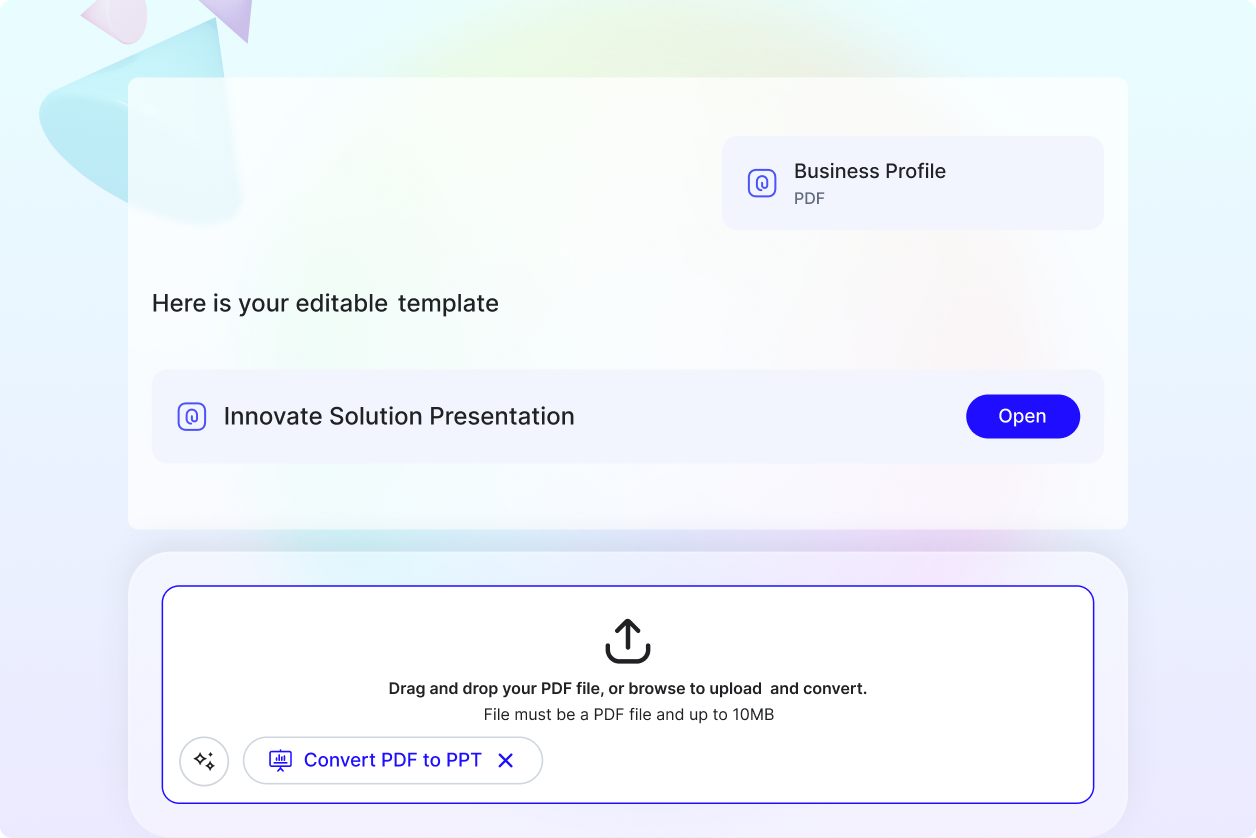 Free AI Convert PDF to PPT Editor, Convert PDF Slides to Presentation PDF Online